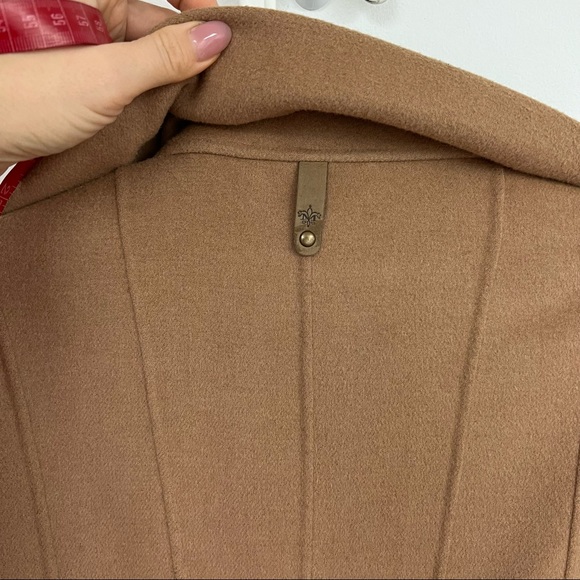 Mackage Camel Brown Tessa Wool Coat Leather Trim - Picture 7 of 12